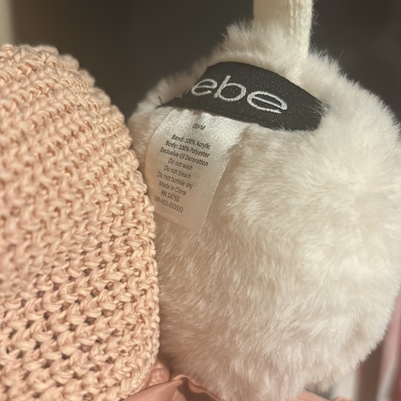 Bebe white furry with gold lettering on each muff! Really warm!!!!! - Picture 3 of 4